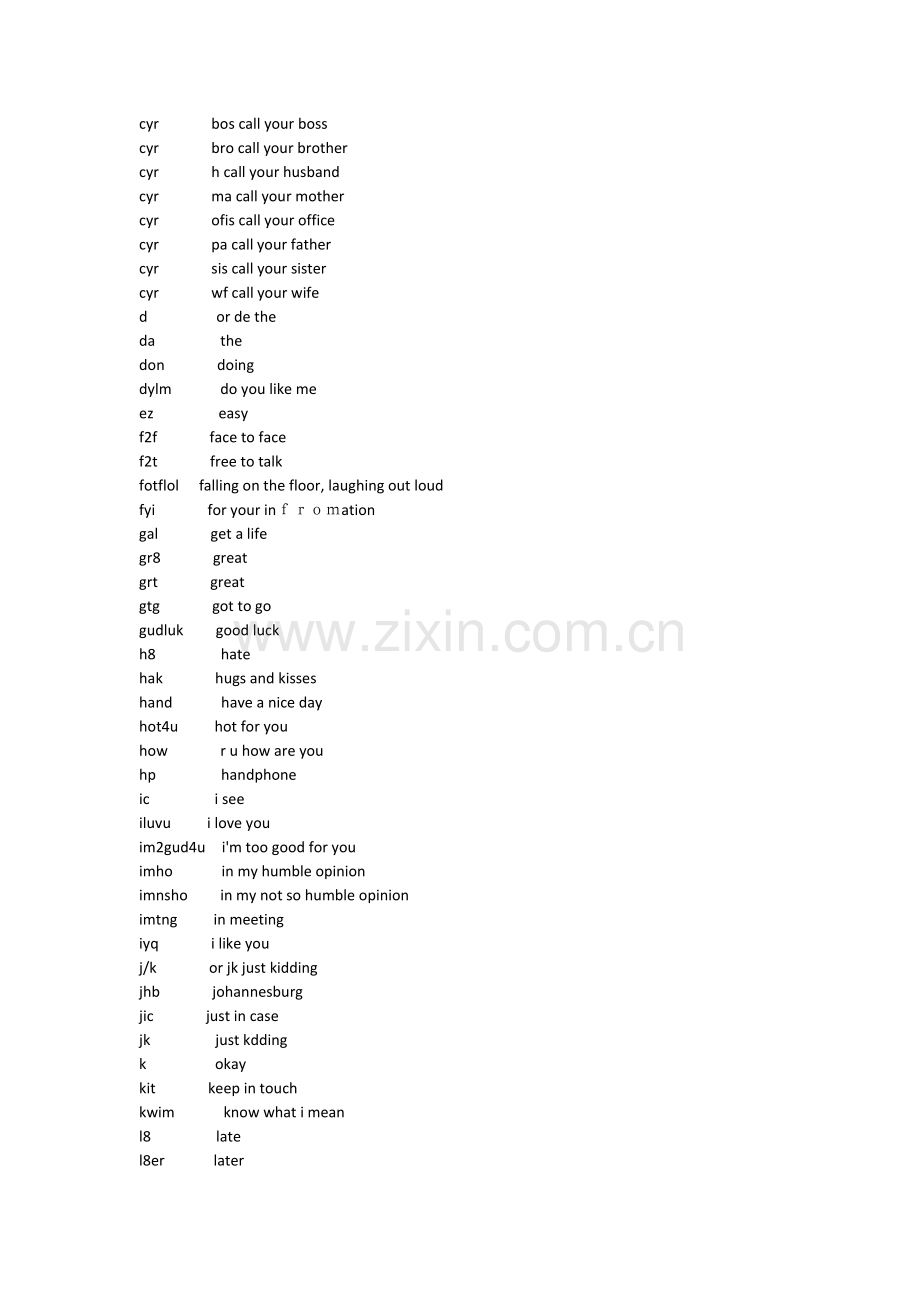 外国人最常用的英文短信简写.doc_第2页