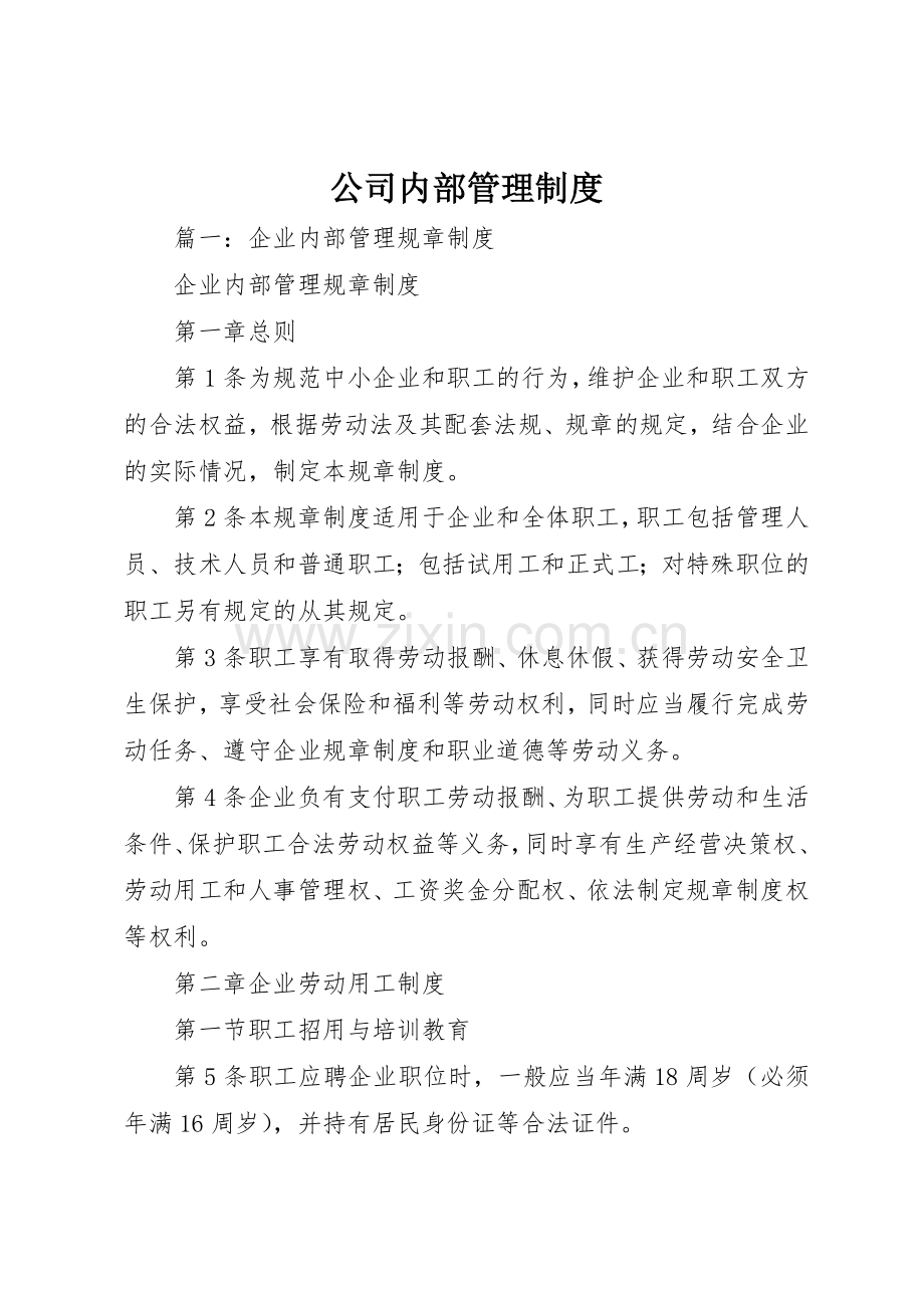 公司内部规章制度管理.docx_第1页