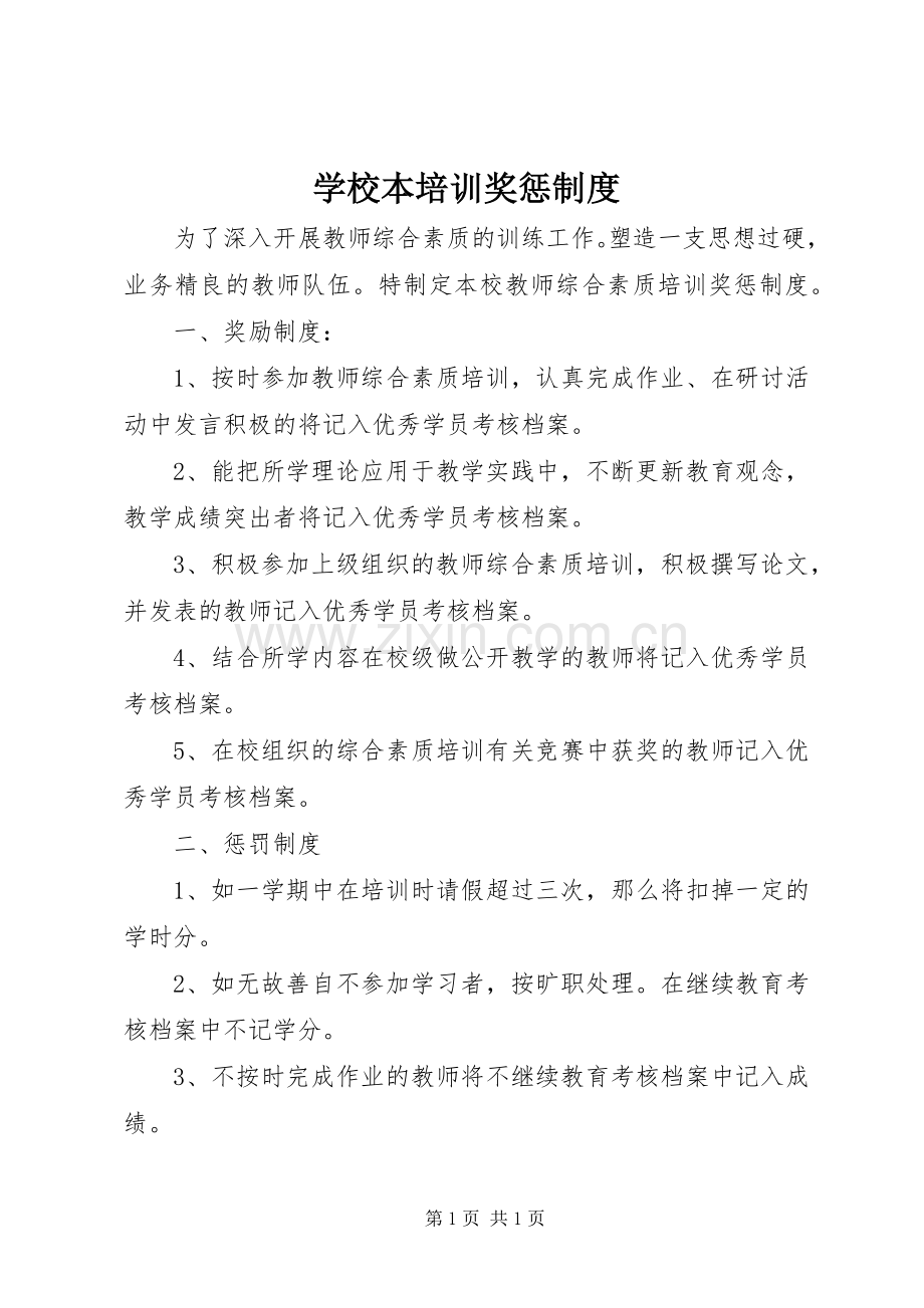 学校本培训奖惩规章制度.docx_第1页