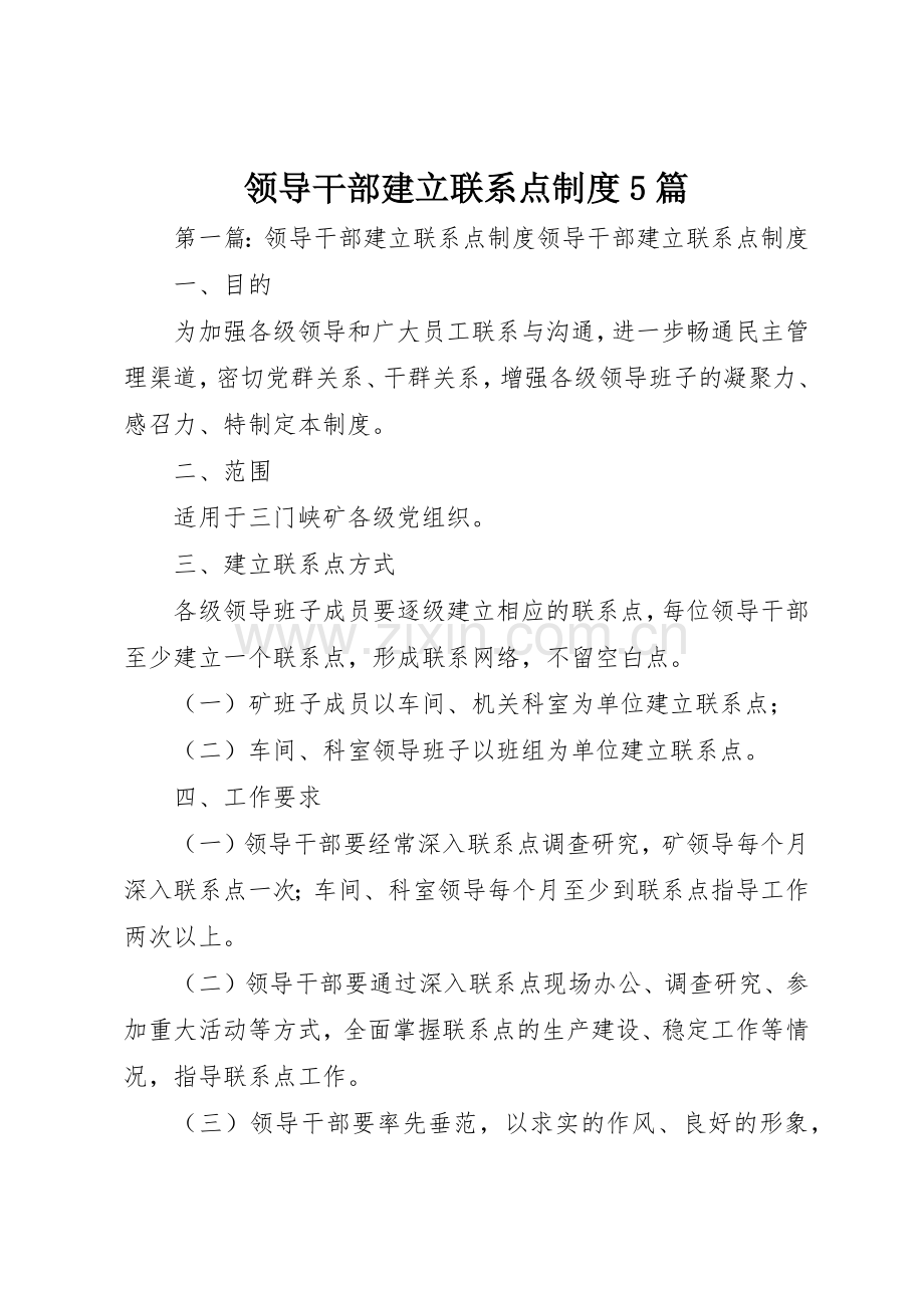 领导干部建立联系点规章制度5篇.docx_第1页