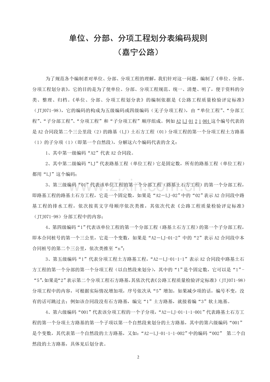 单位、分部、分项工程划分表编码规则.doc_第2页