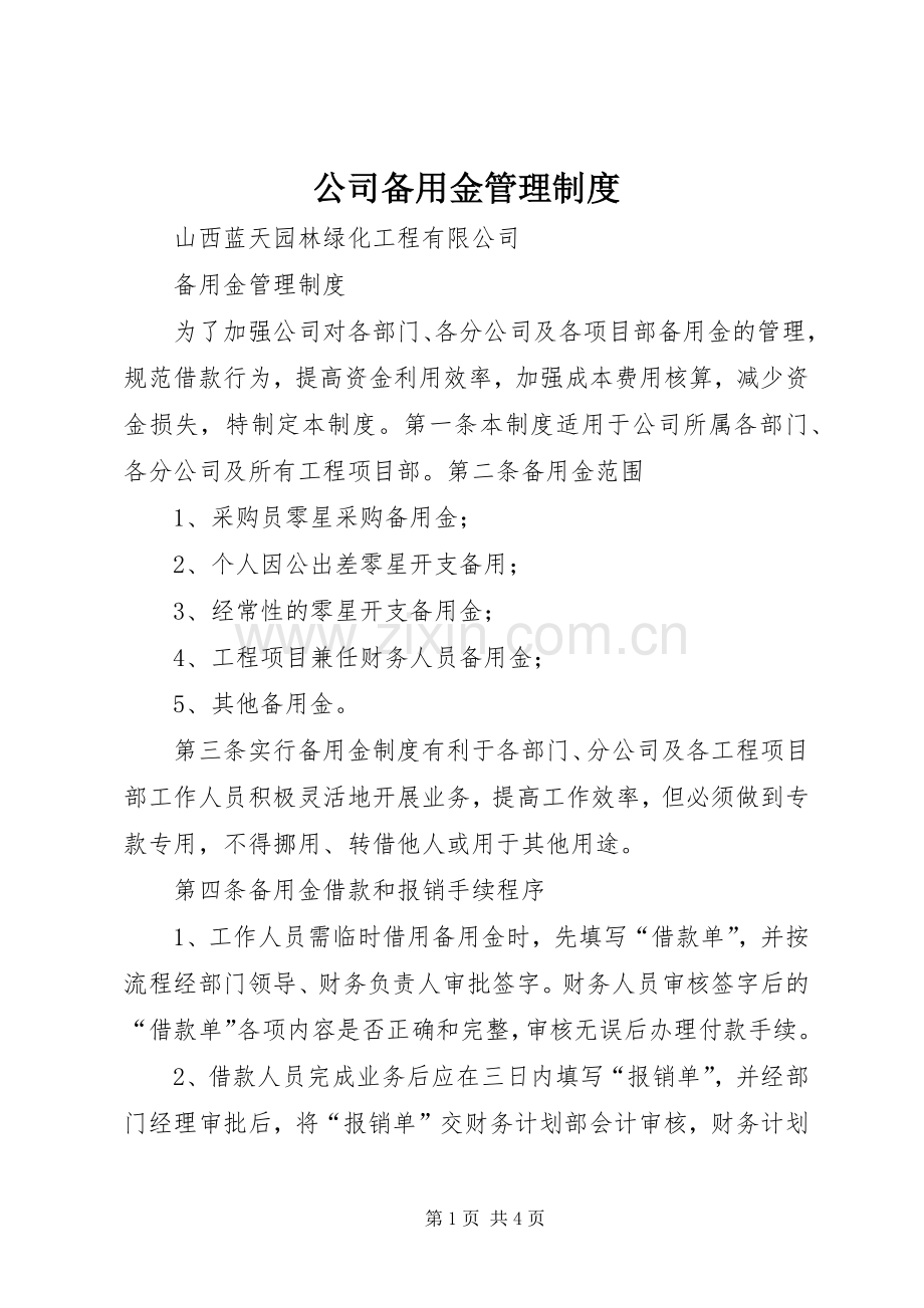 公司备用金管理规章制度细则.docx_第1页