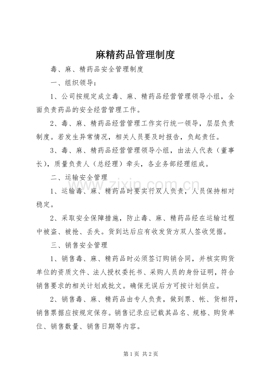 麻精药品规章制度管理.docx_第1页