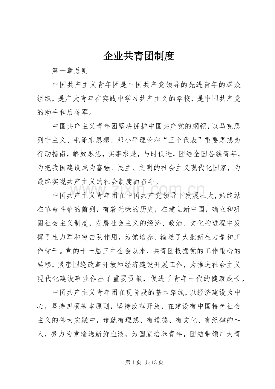 企业共青团规章制度细则.docx_第1页