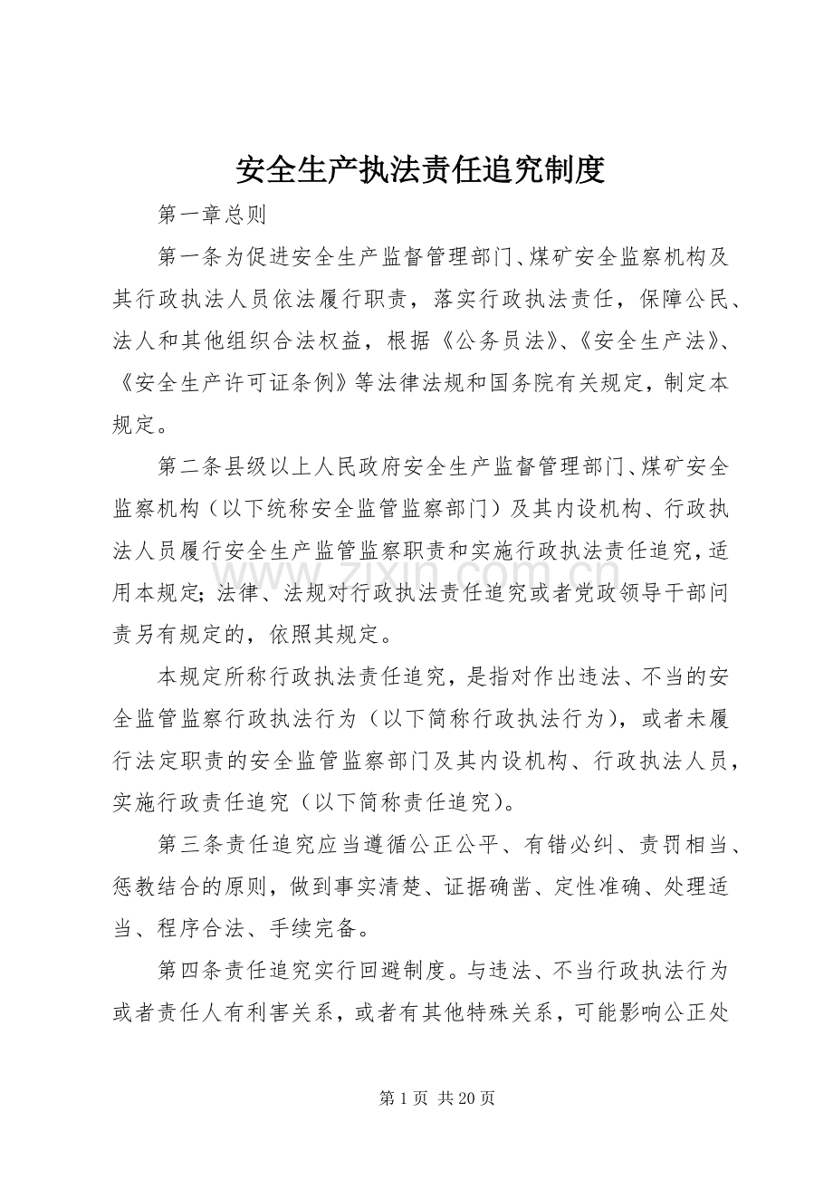 安全生产执法责任追究规章制度.docx_第1页