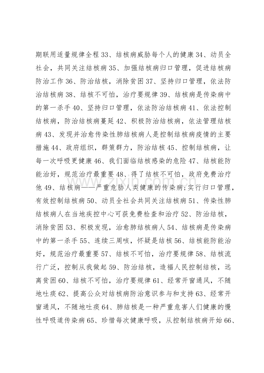 XX年医院防治结核病日宣传标语集锦.docx_第2页