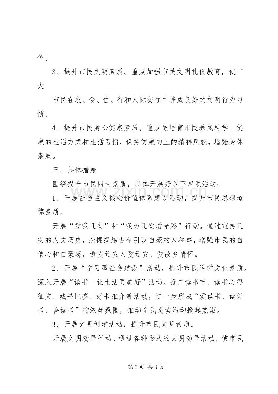 提升市民文明素质倡议书范文.docx_第2页