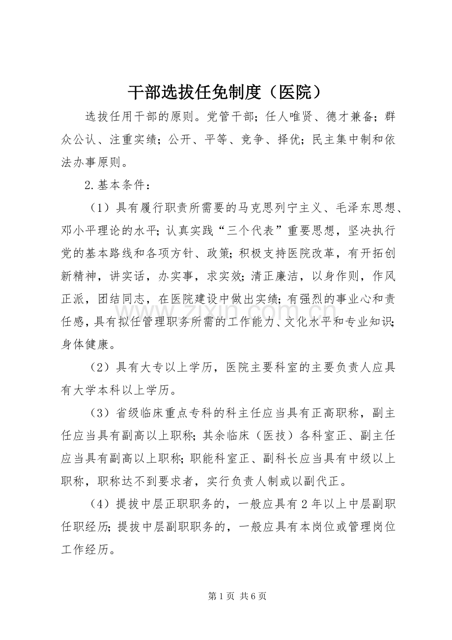 干部选拔任免规章制度细则（医院）.docx_第1页