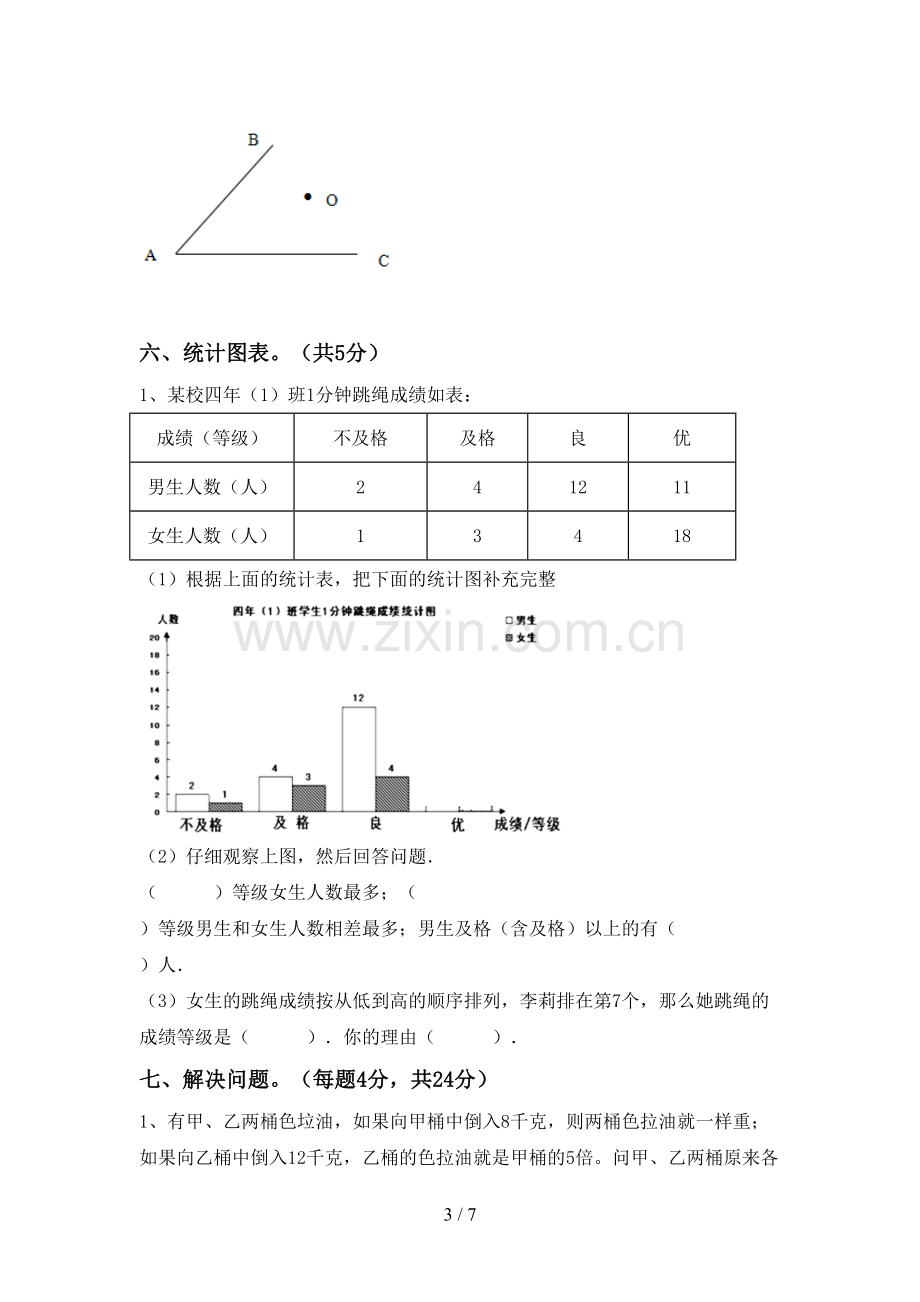 2022-2023年人教版四年级数学下册期末测试卷(A4版).doc_第3页