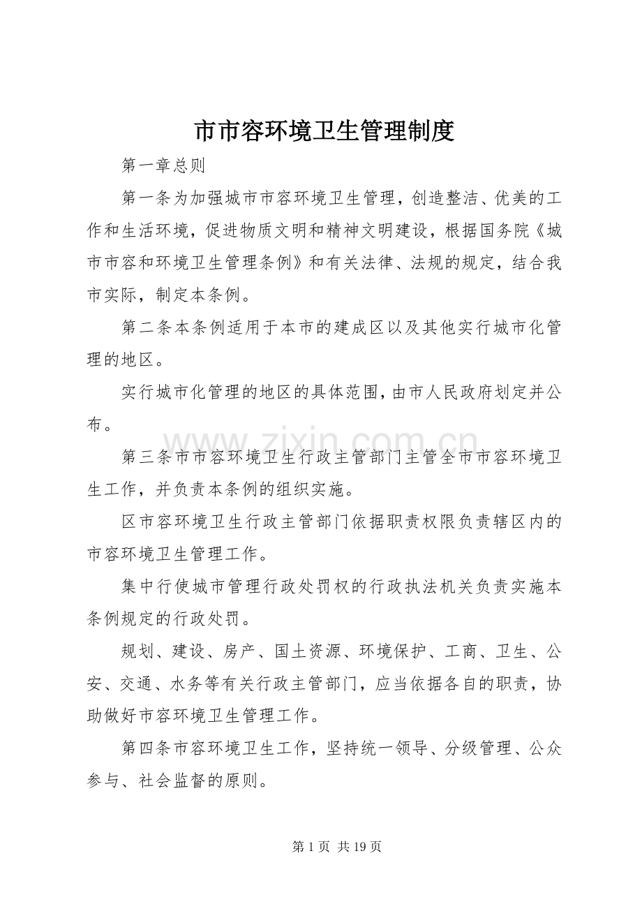 市市容环境卫生管理规章制度.docx_第1页