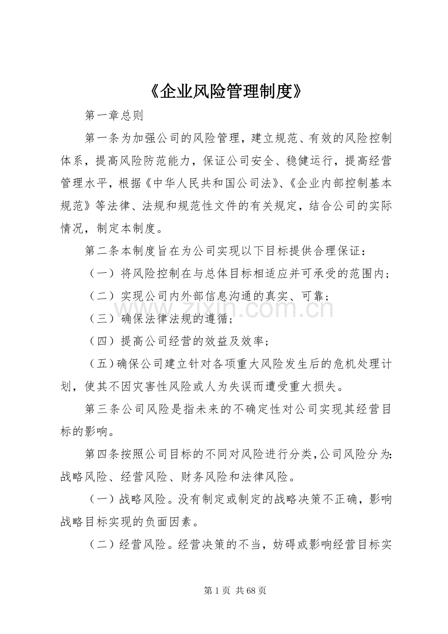 《企业风险管理规章制度》.docx_第1页