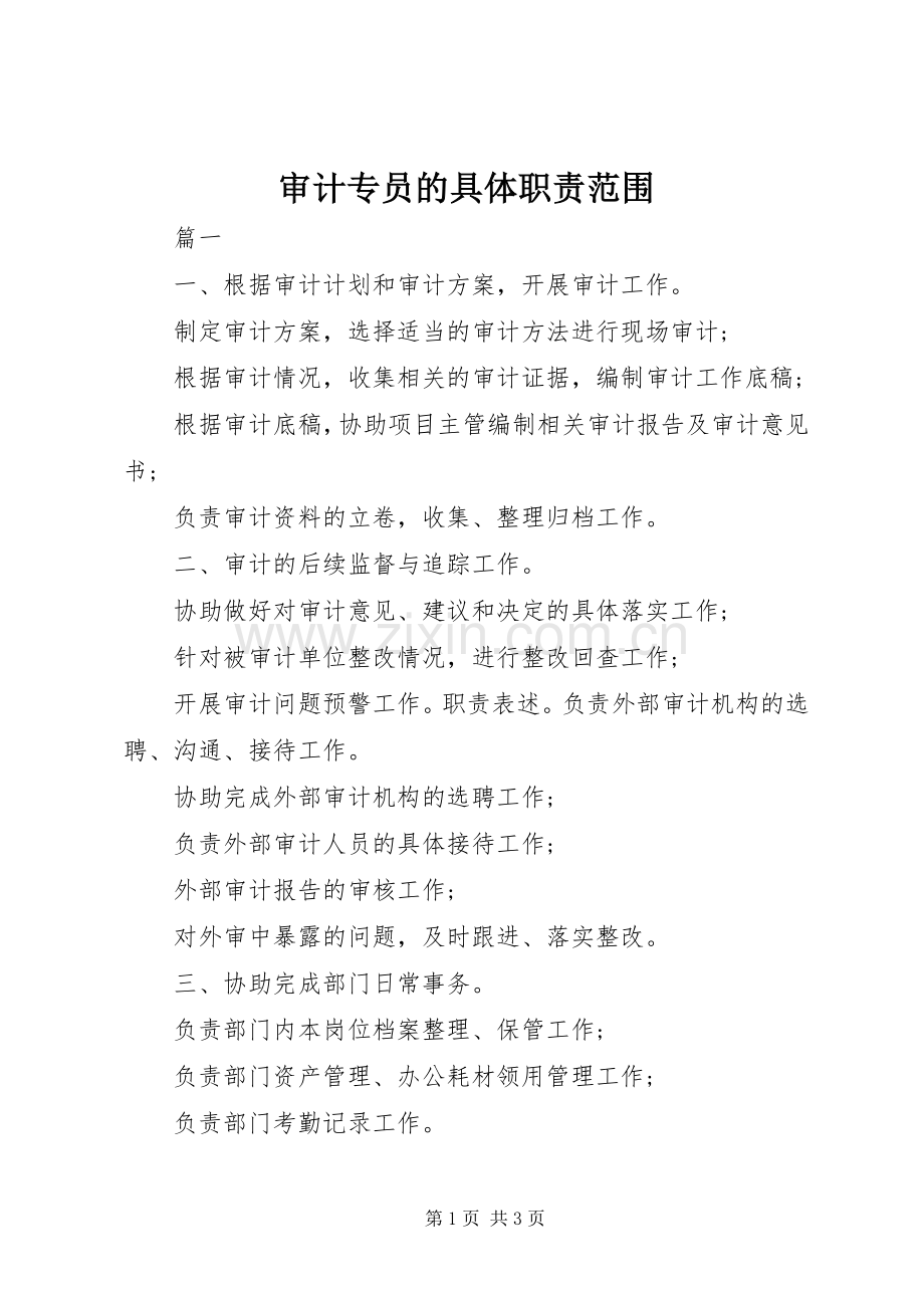 审计专员的具体职责要求范围.docx_第1页