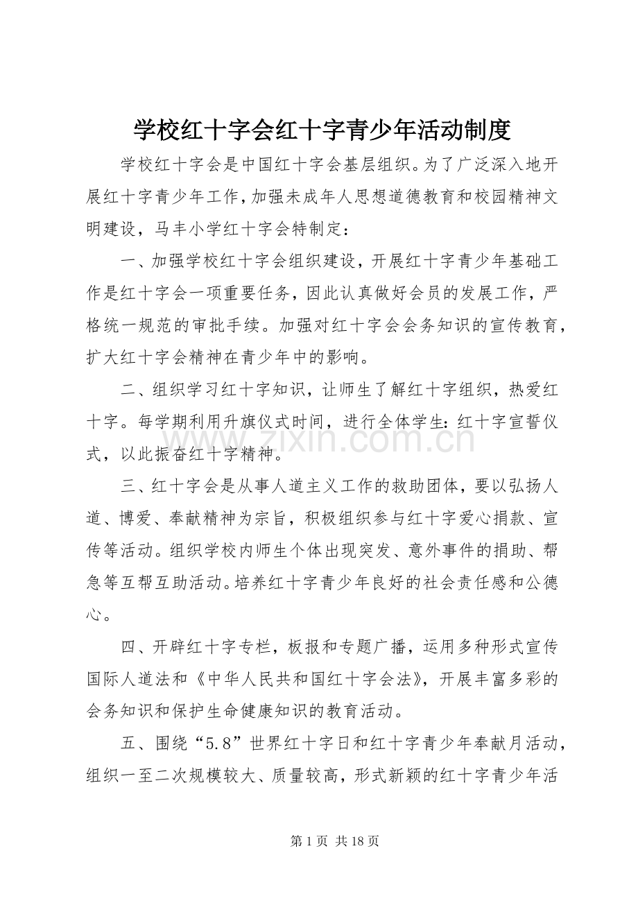 学校红十字会红十字青少年活动规章制度.docx_第1页