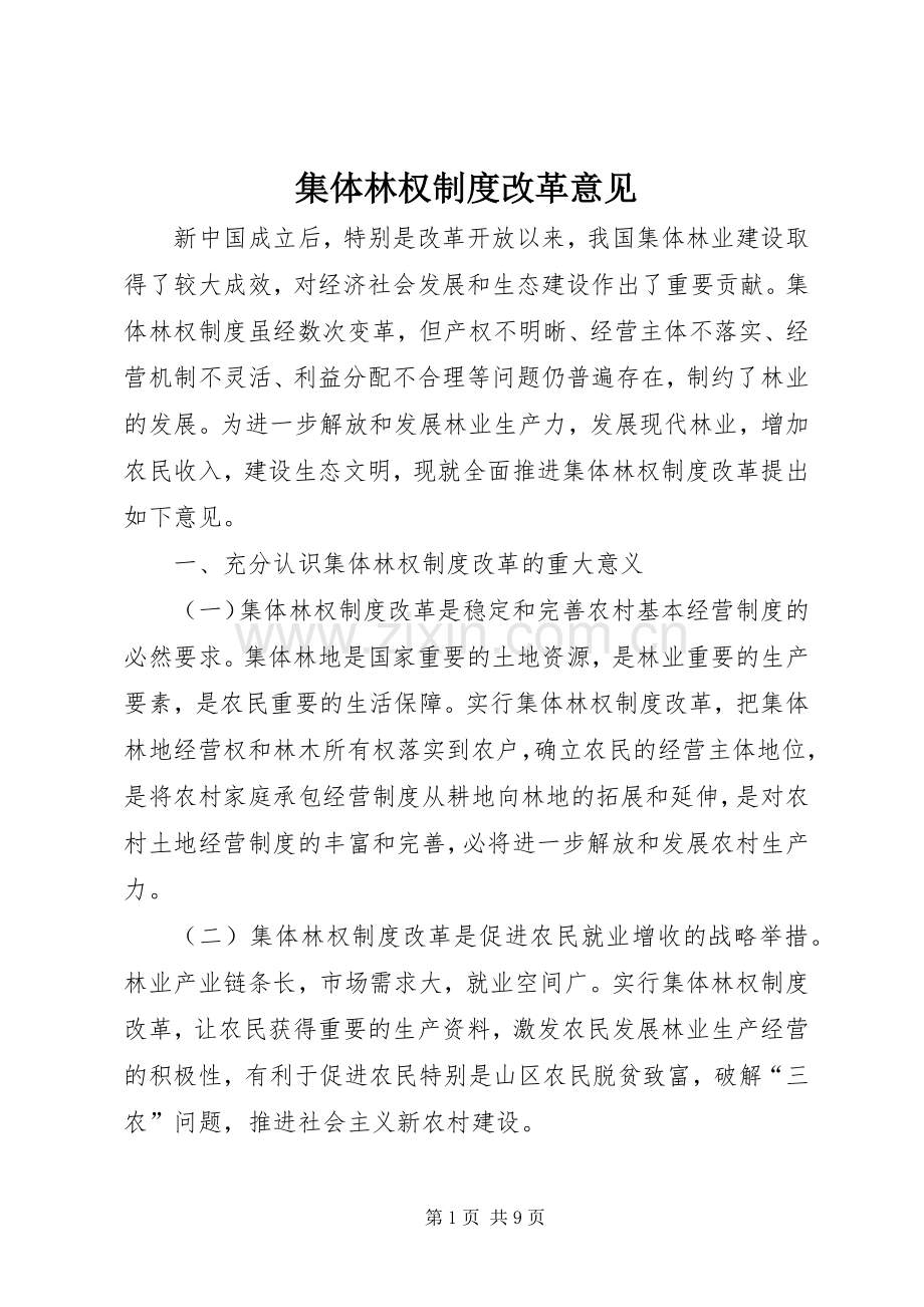 集体林权规章制度改革意见.docx_第1页