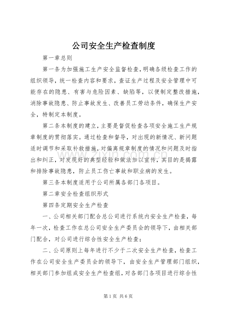 公司安全生产检查规章制度 .docx_第1页