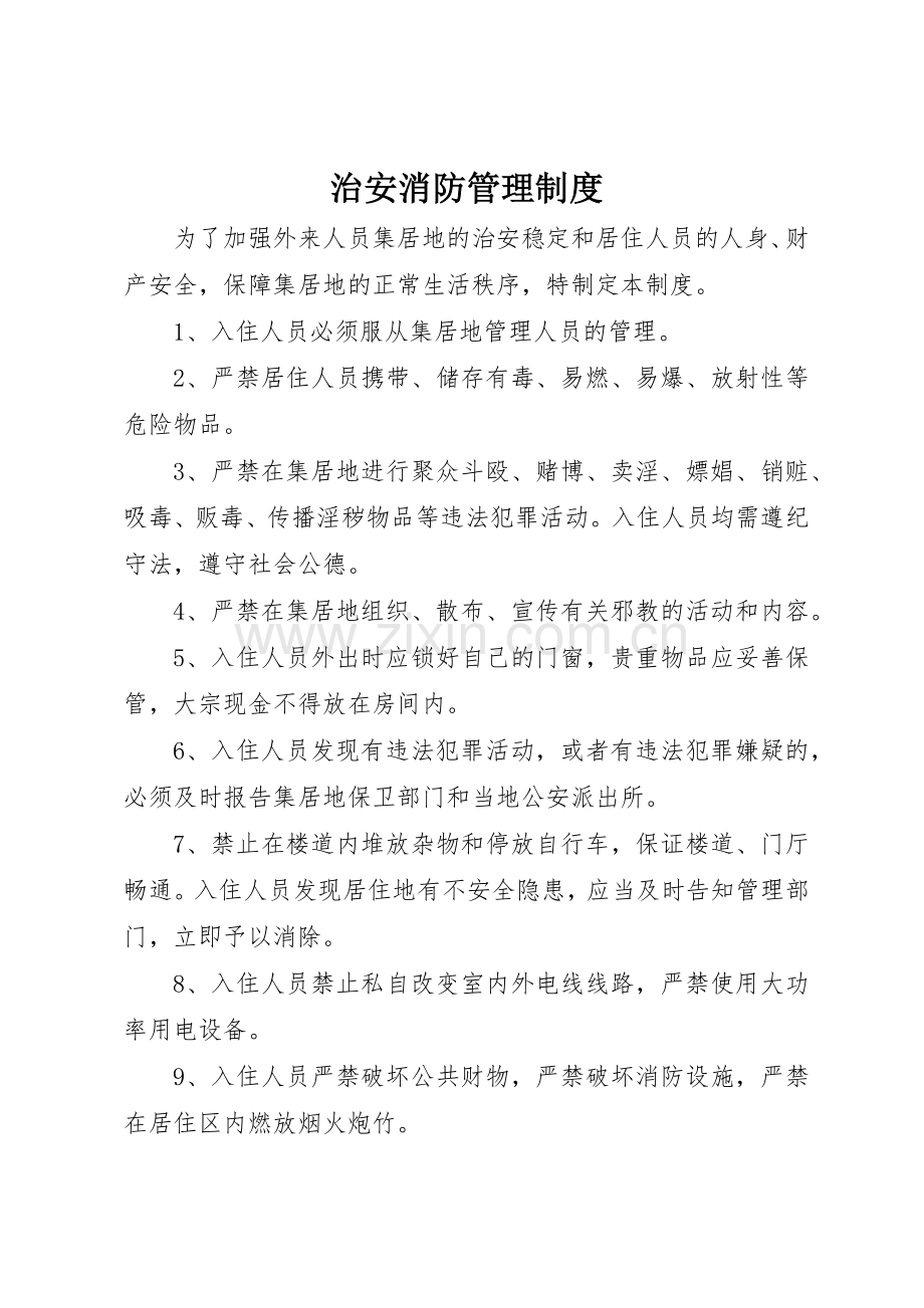 治安消防管理规章制度细则.docx_第1页