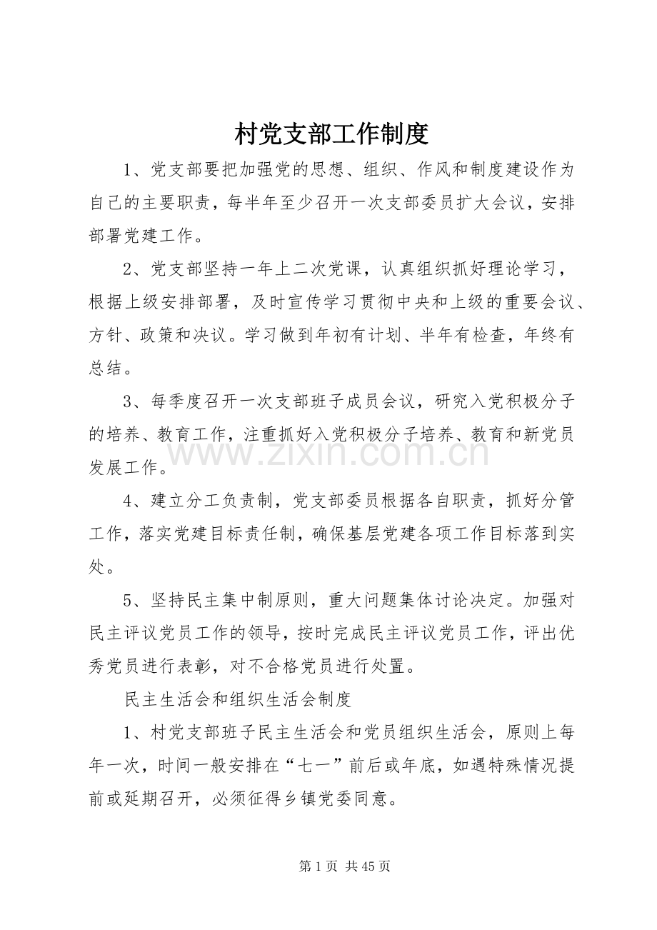 村党支部工作规章制度细则.docx_第1页