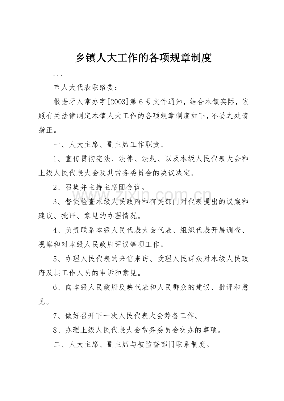 乡镇人大工作的各项规章规章制度细则.docx_第1页