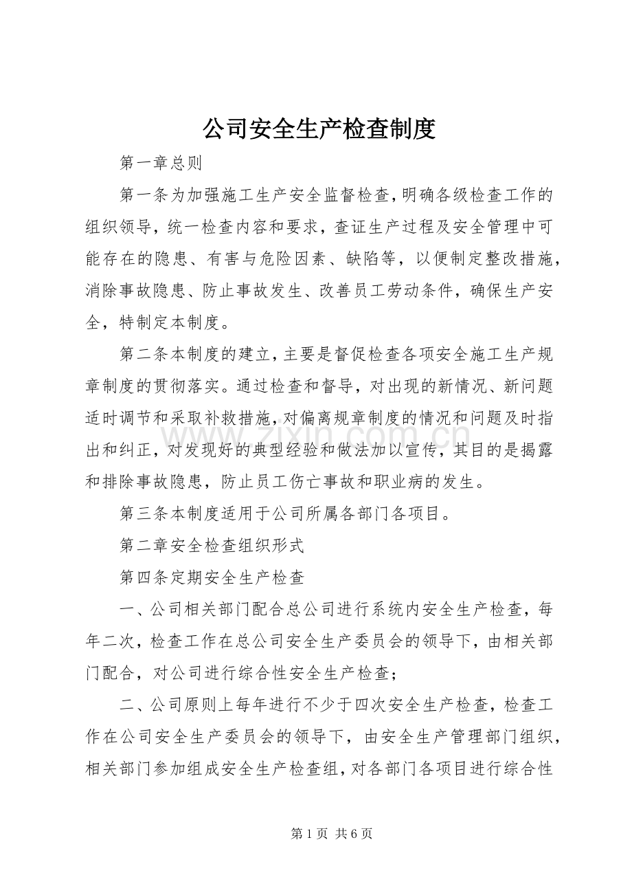 公司安全生产检查规章制度.docx_第1页