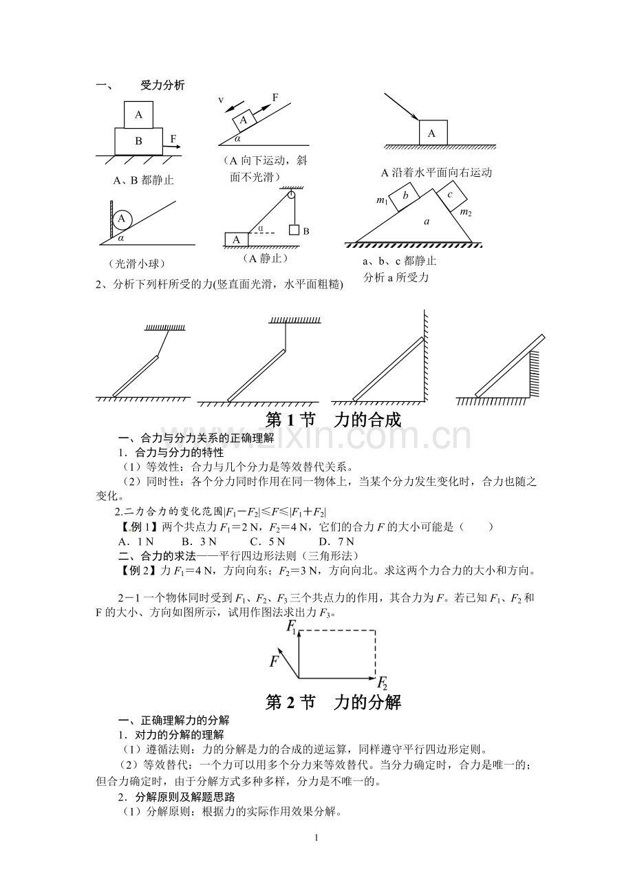 力的合成与分解及正交分解.doc_第1页