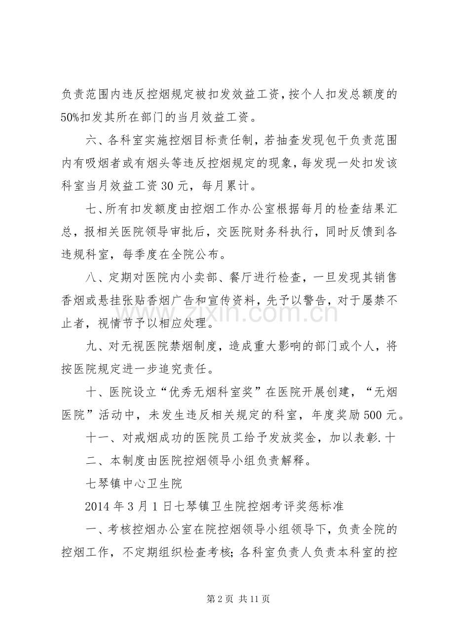 七琴镇镇卫生院控烟考评奖惩规章制度.docx_第2页