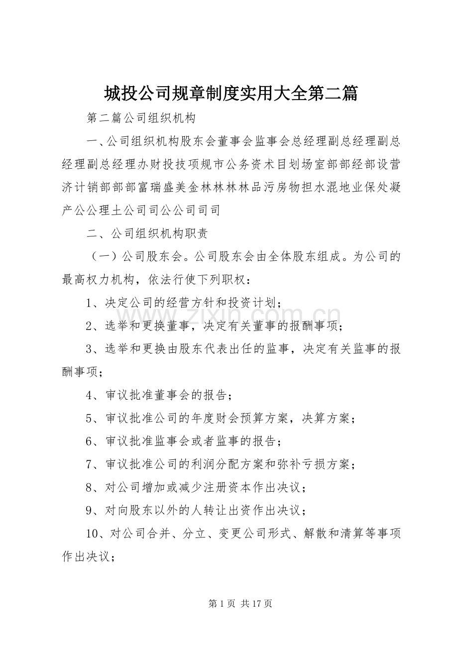 城投公司规章规章制度实用大全第二篇.docx_第1页