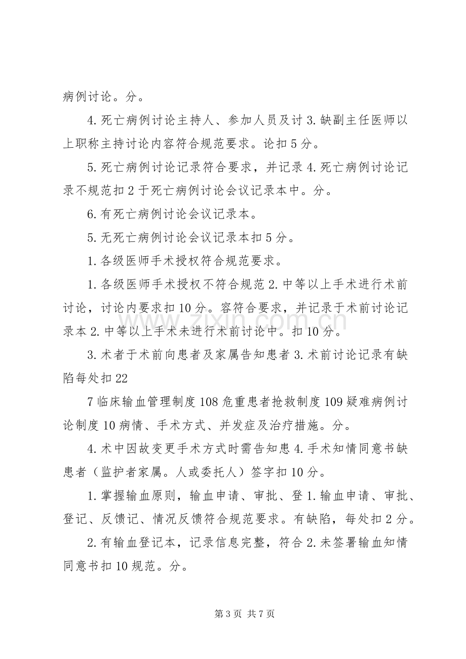 医院核心规章制度执行检查及管理办法细则.docx_第3页