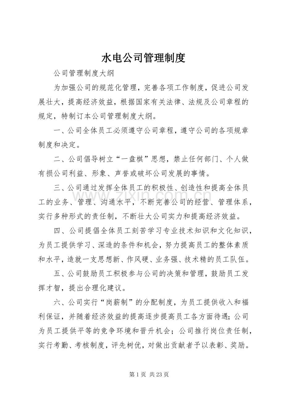 水电公司管理规章制度.docx_第1页