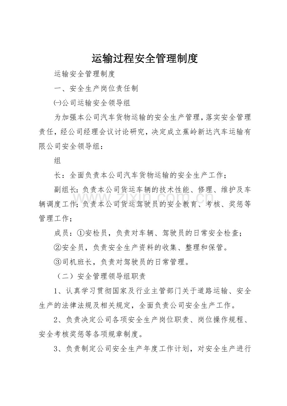 运输过程安全管理规章制度细则.docx_第1页