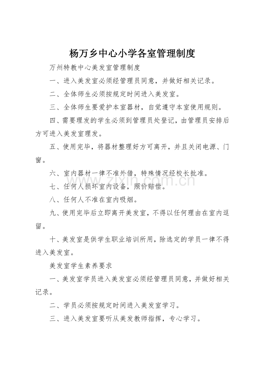 杨万乡中心小学各室规章制度管理.docx_第1页