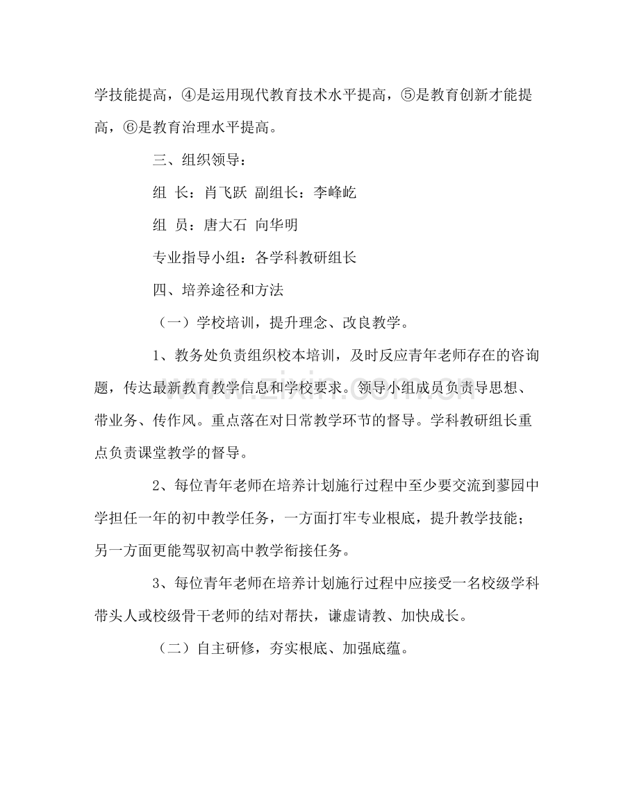 教导处范文青年教师培养计划实施方案.docx_第2页