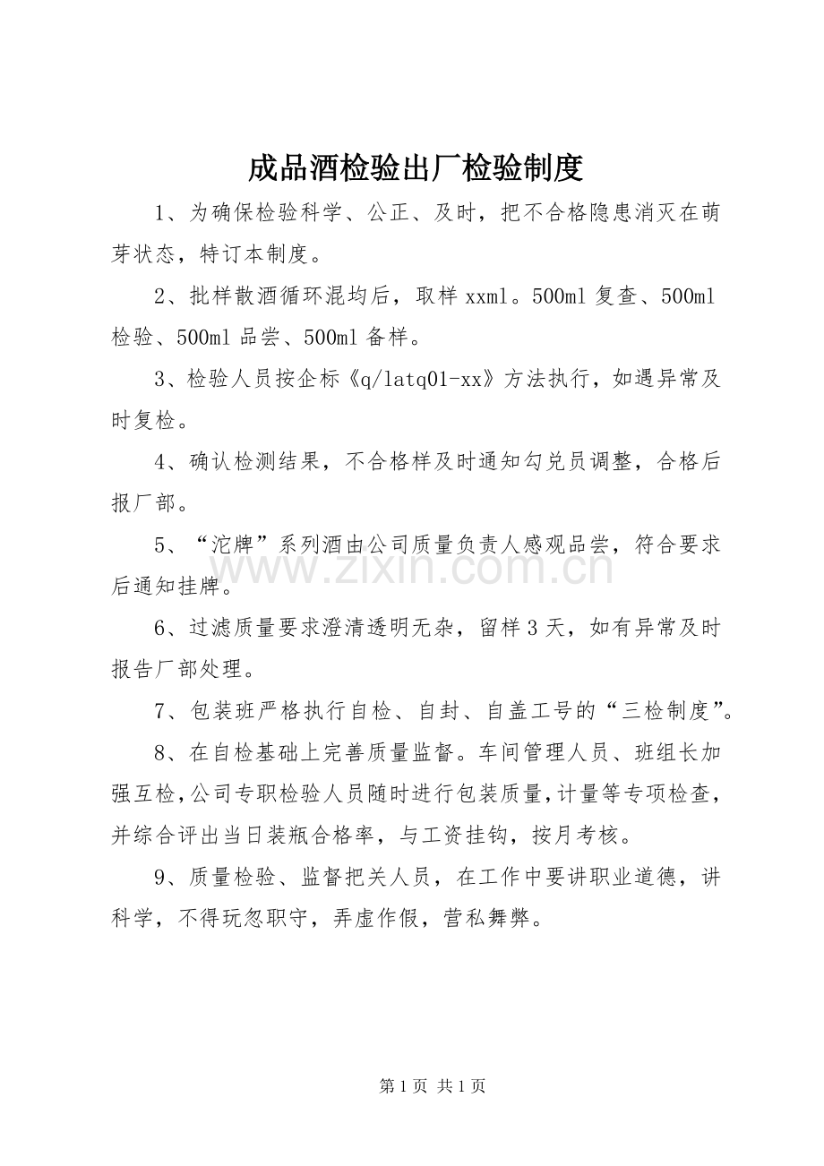 成品酒检验出厂检验规章制度.docx_第1页