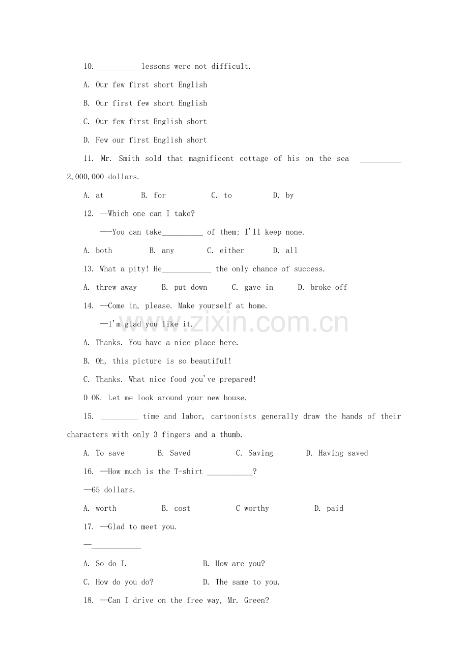 高考英语单选冲刺训练6.doc_第2页