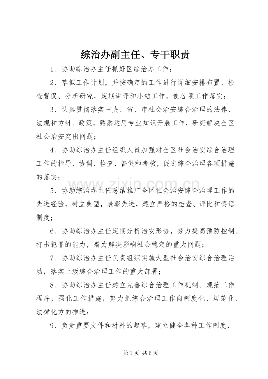 综治办副主任、专干职责要求.docx_第1页