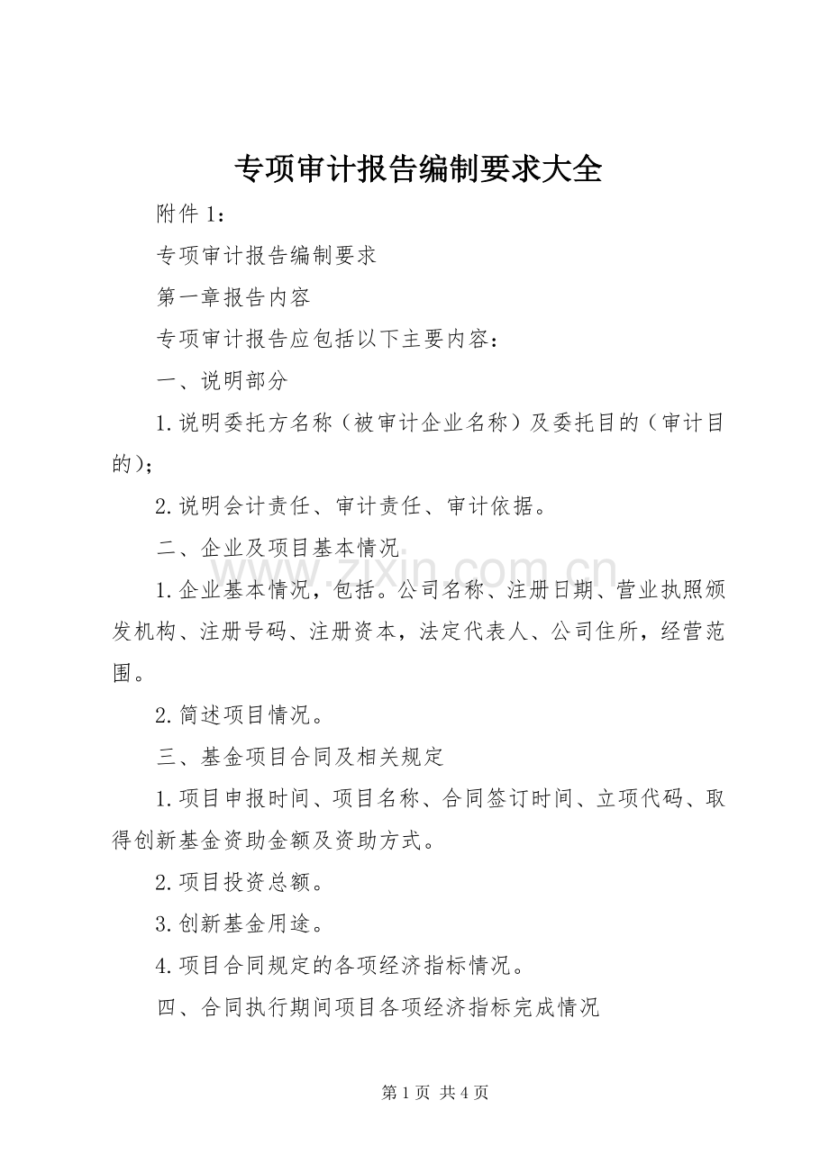 专项审计报告编制要求大全 .docx_第1页