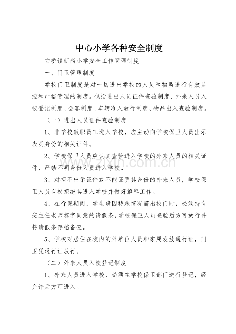 中心小学各种安全规章制度细则.docx_第1页