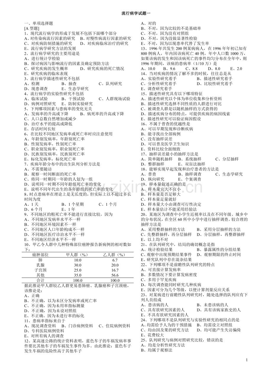 流行病学试题.doc_第1页