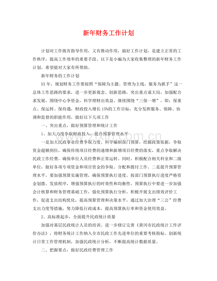 新年财务工作计划 .docx_第1页