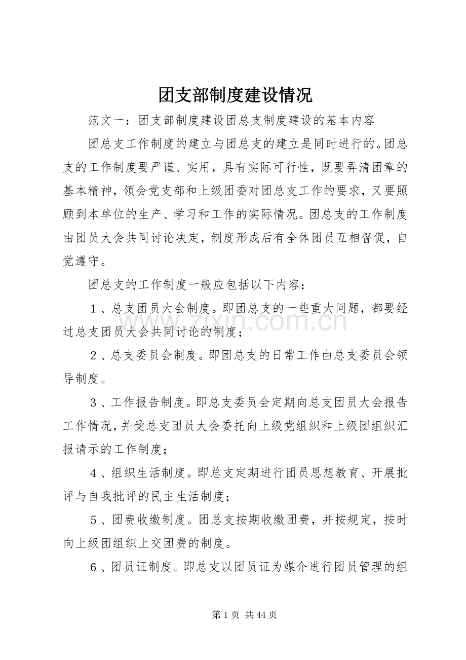 团支部规章制度建设情况.docx_第1页