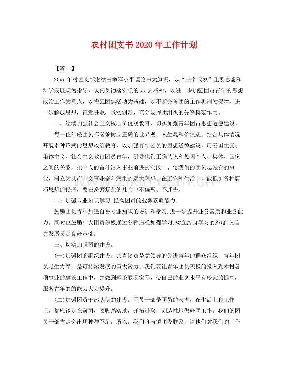 农村团支书年工作计划 .docx_第1页