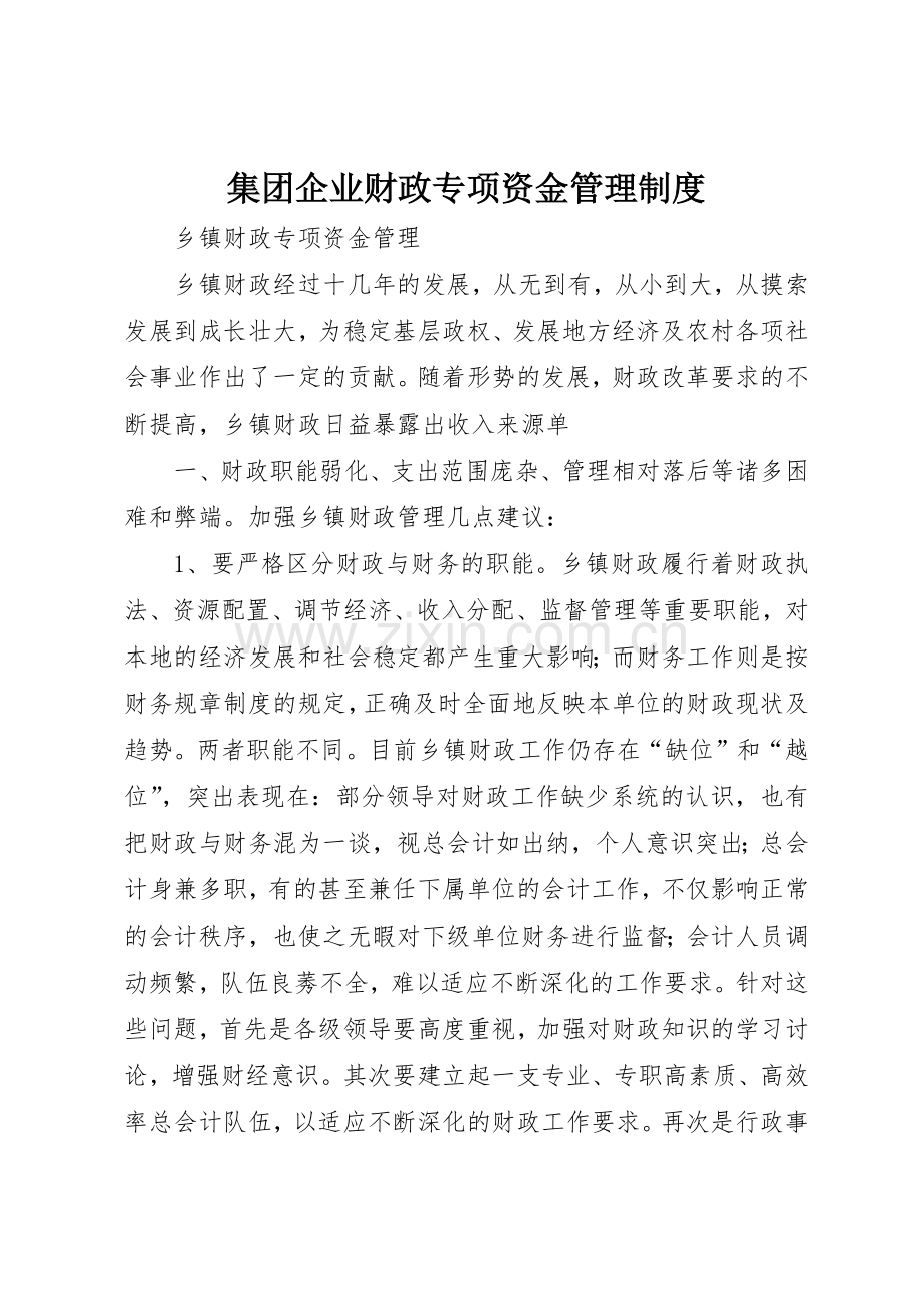 集团企业财政专项资金管理规章制度细则.docx_第1页