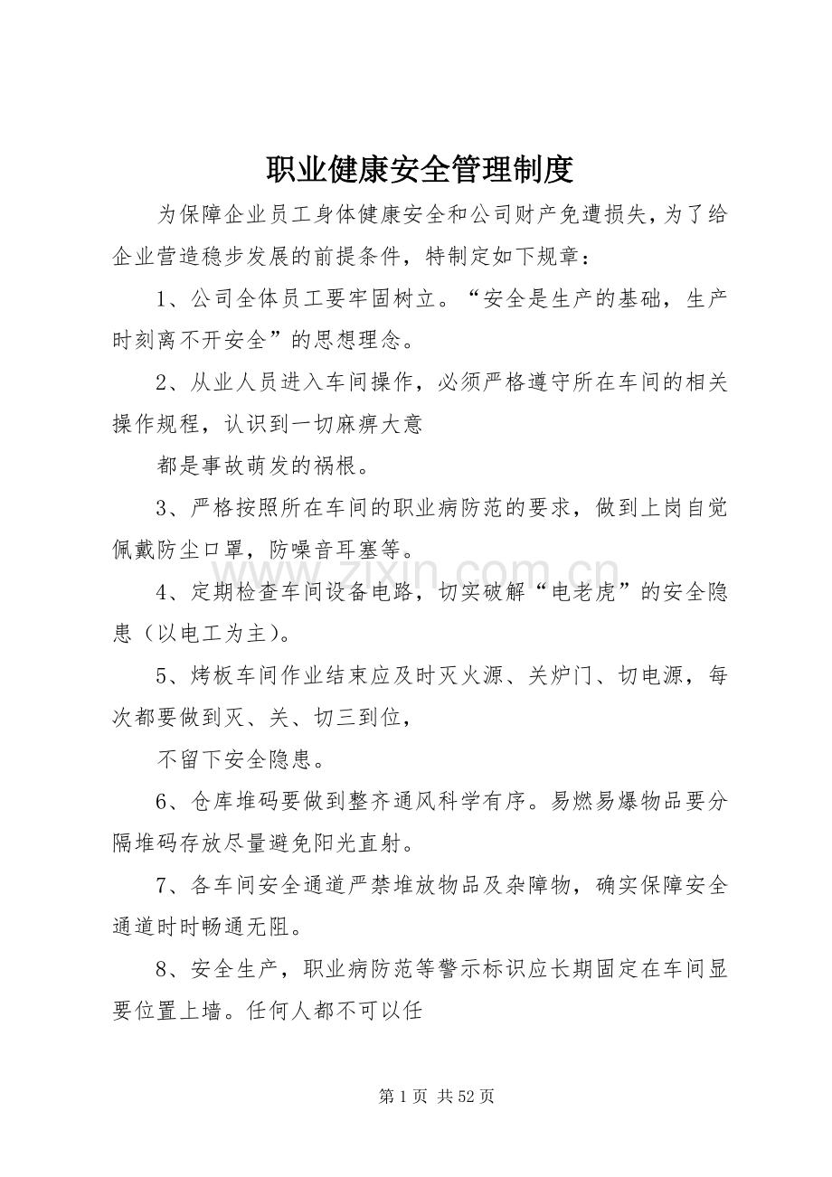 职业健康安全管理规章制度.docx_第1页