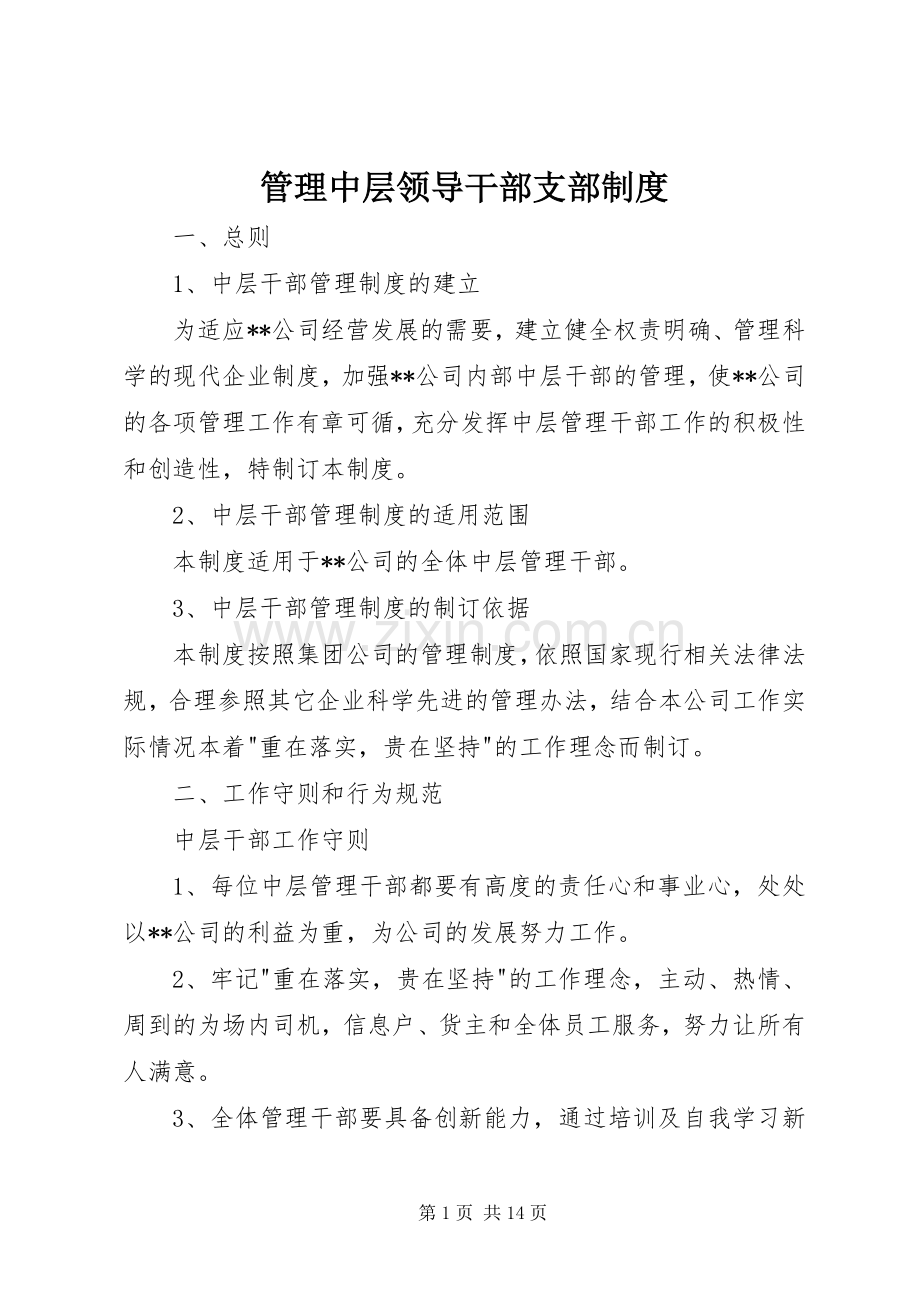 管理中层领导干部支部规章制度 (2).docx_第1页