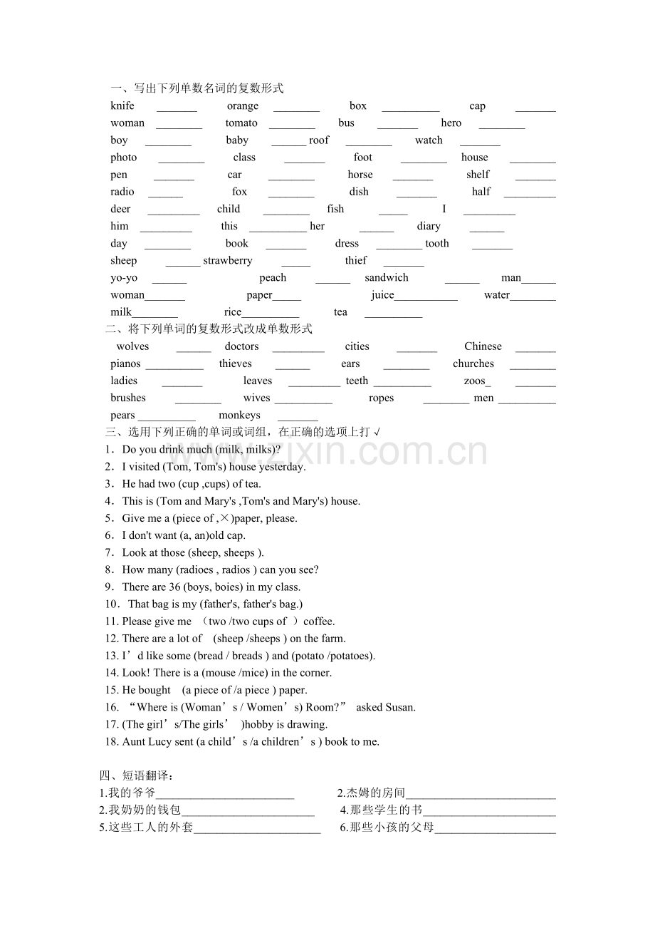 六年级名词专项练习.doc_第1页