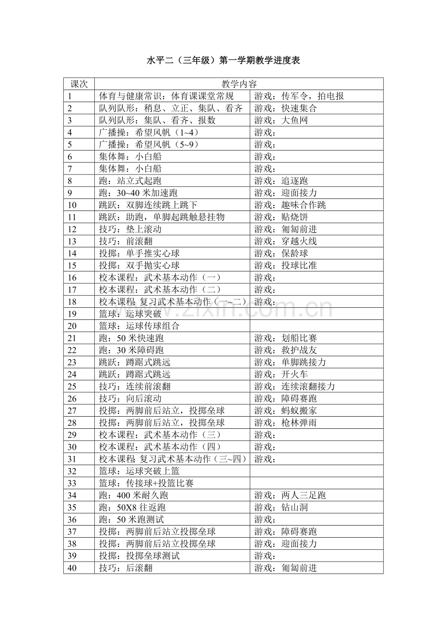 小学体育课程教学计划和进度表.doc_第2页