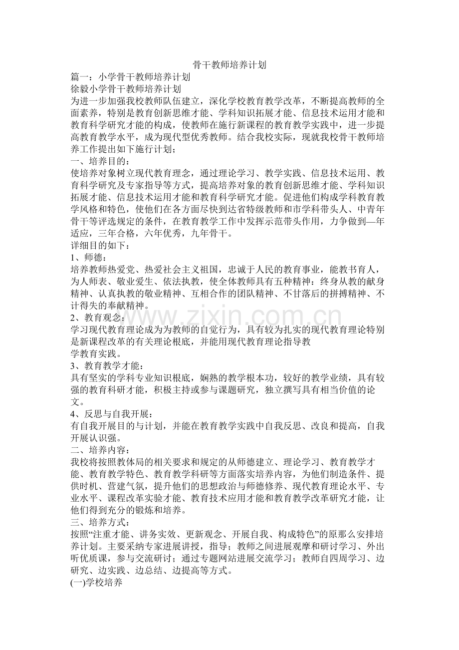 骨干教师培养计划参考.docx_第1页