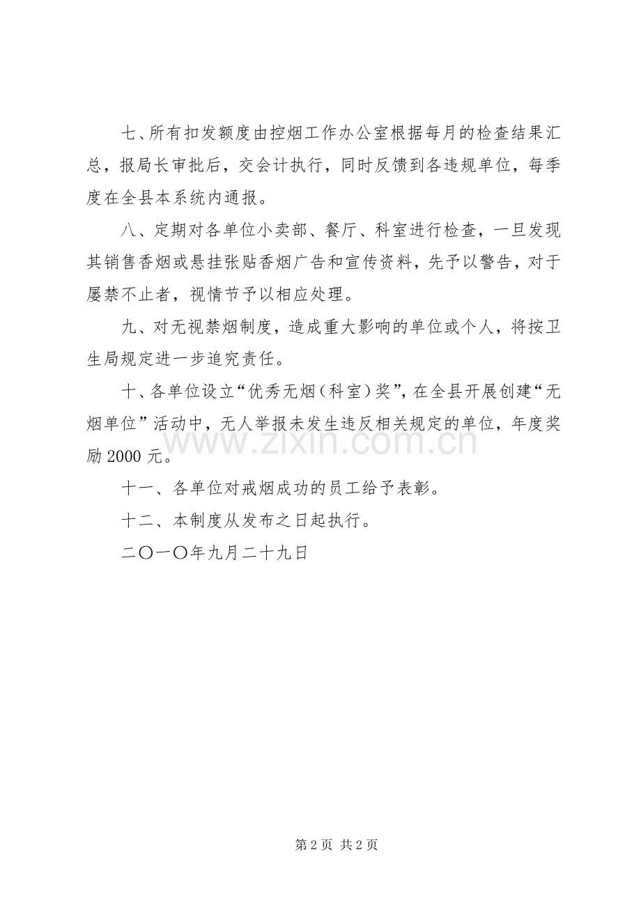 卫生系统控烟考核办法及奖惩规章制度.docx_第2页