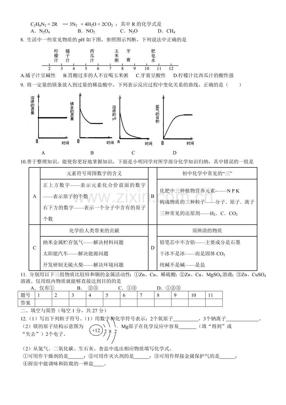 初三化学三模试题.doc_第2页