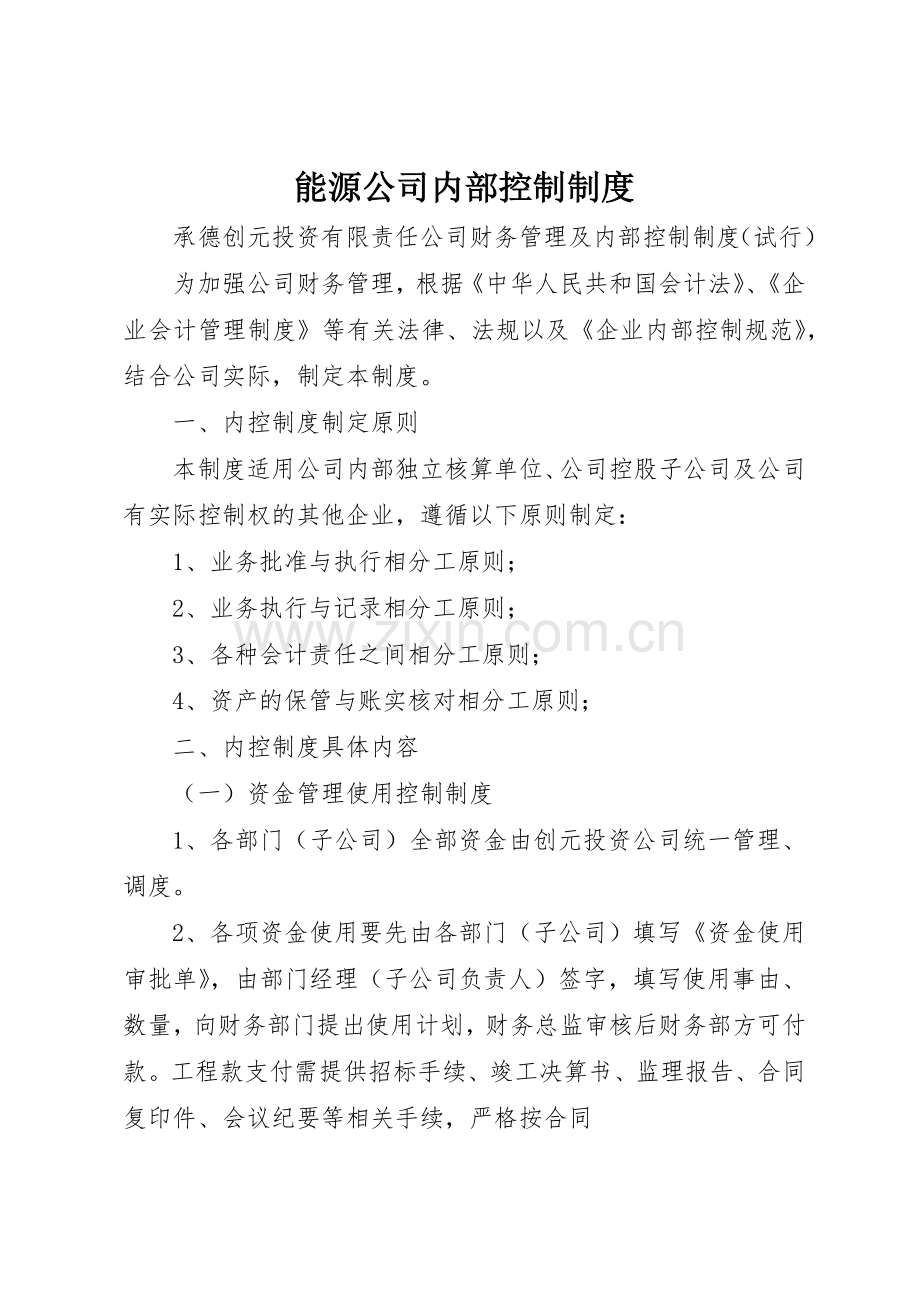 能源公司内部控制规章制度(2).docx_第1页