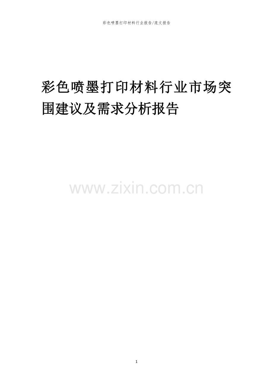 2023年彩色喷墨打印材料行业市场突围建议及需求分析报告.docx_第1页